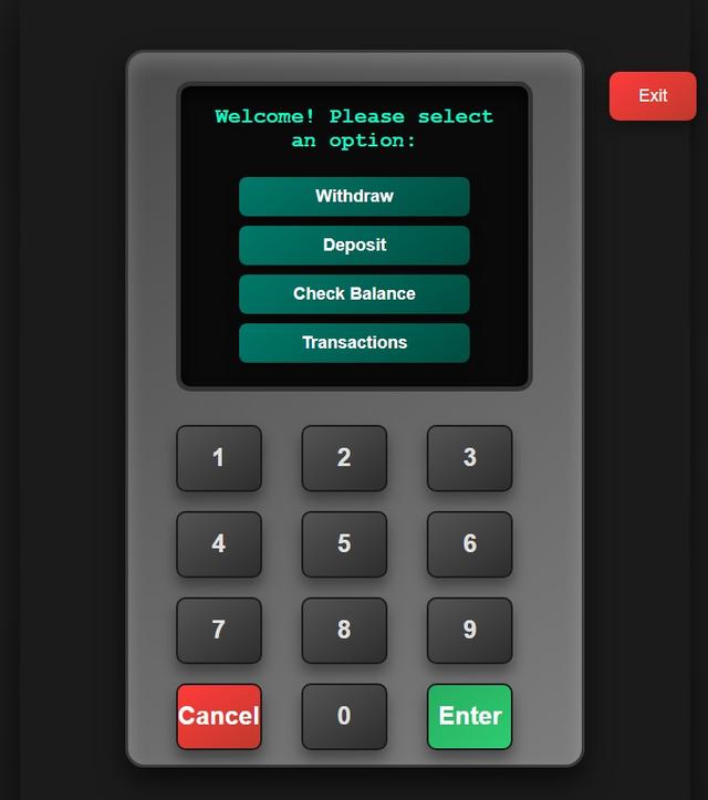 Bank ATM Simulation Website