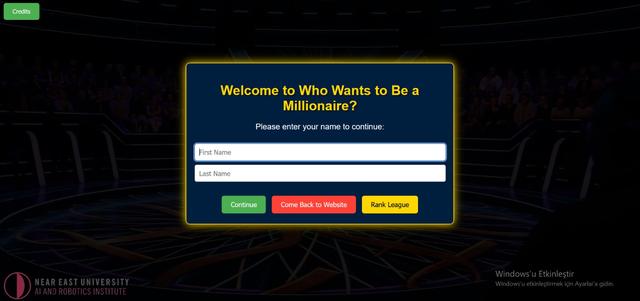 Who Wants to Be a Millionaire? Game Website