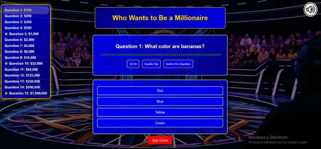 Who Wants to Be a Millionaire? Game Website